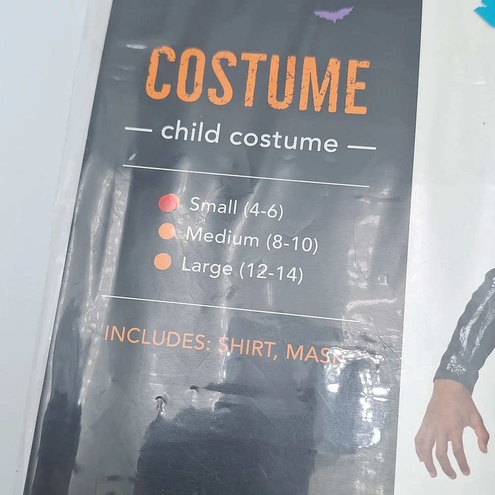 Kids Skeleton Costume with Mask - Black and White